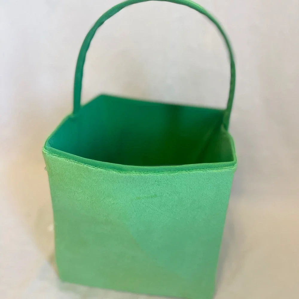 Minecraft Creeper Plush Basket Green Square Storage Tote Trick or Treat Bag NWT